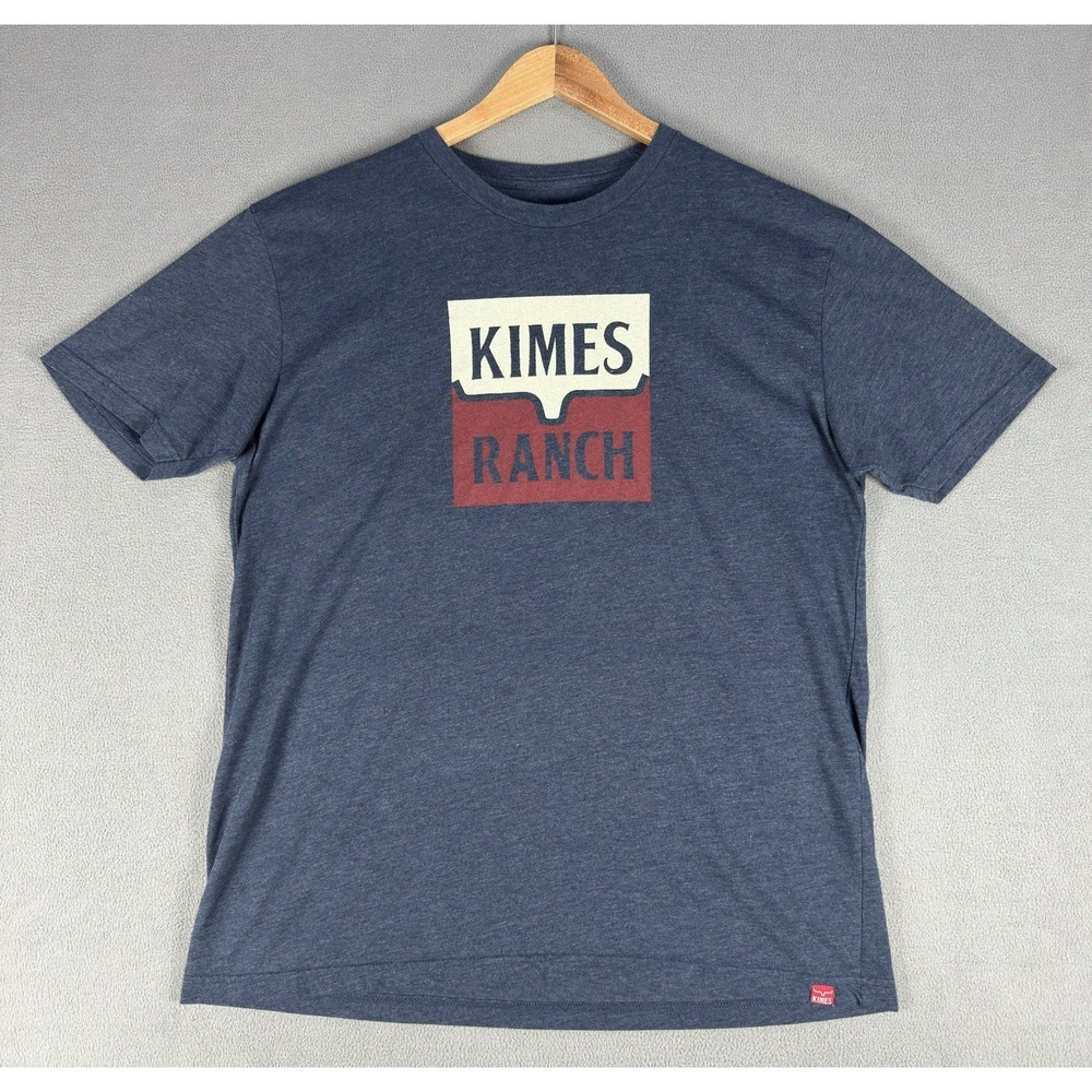 Kimes Ranch Shirt Mens Large Navy Blue Cowboy Western Ranch Soft Jersey Cotton